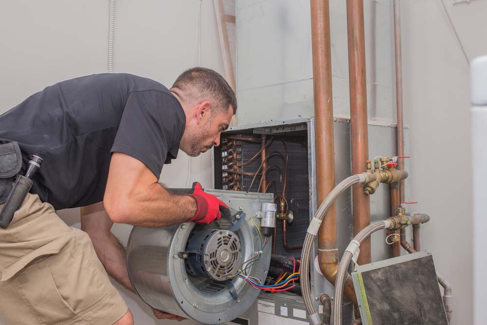 Hvac repair technician removing a blower motor Jenison, MI