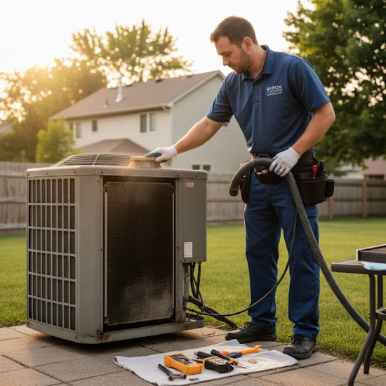 HVAC system undergoing maintenance